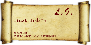Liszt Irén névjegykártya